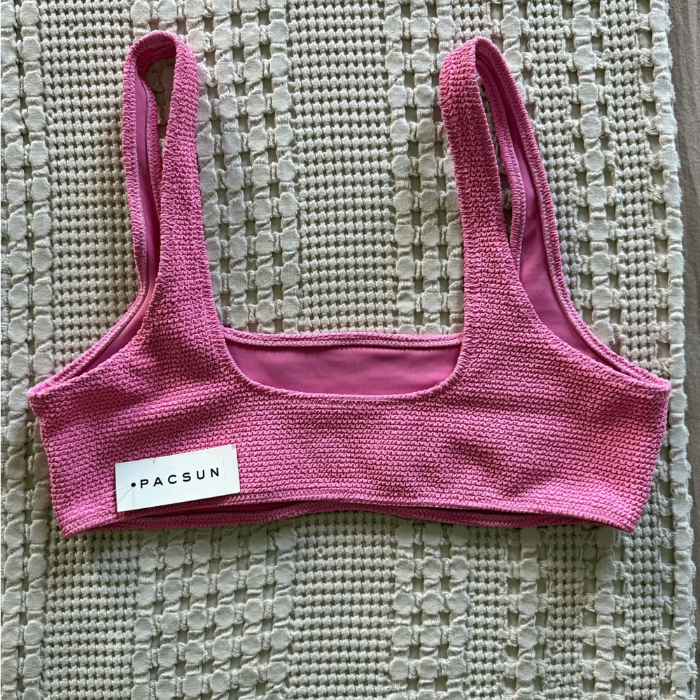 NEW PacSun Pink Knit Bikini‎ Top Size L - Picture 2 of 5